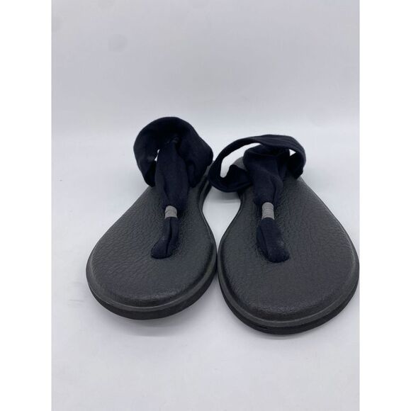 Sanuk Sandals Womens 10 Black Sling 2 Knit Fabric Thong Flats Slippers Ladies - Picture 5 of 7